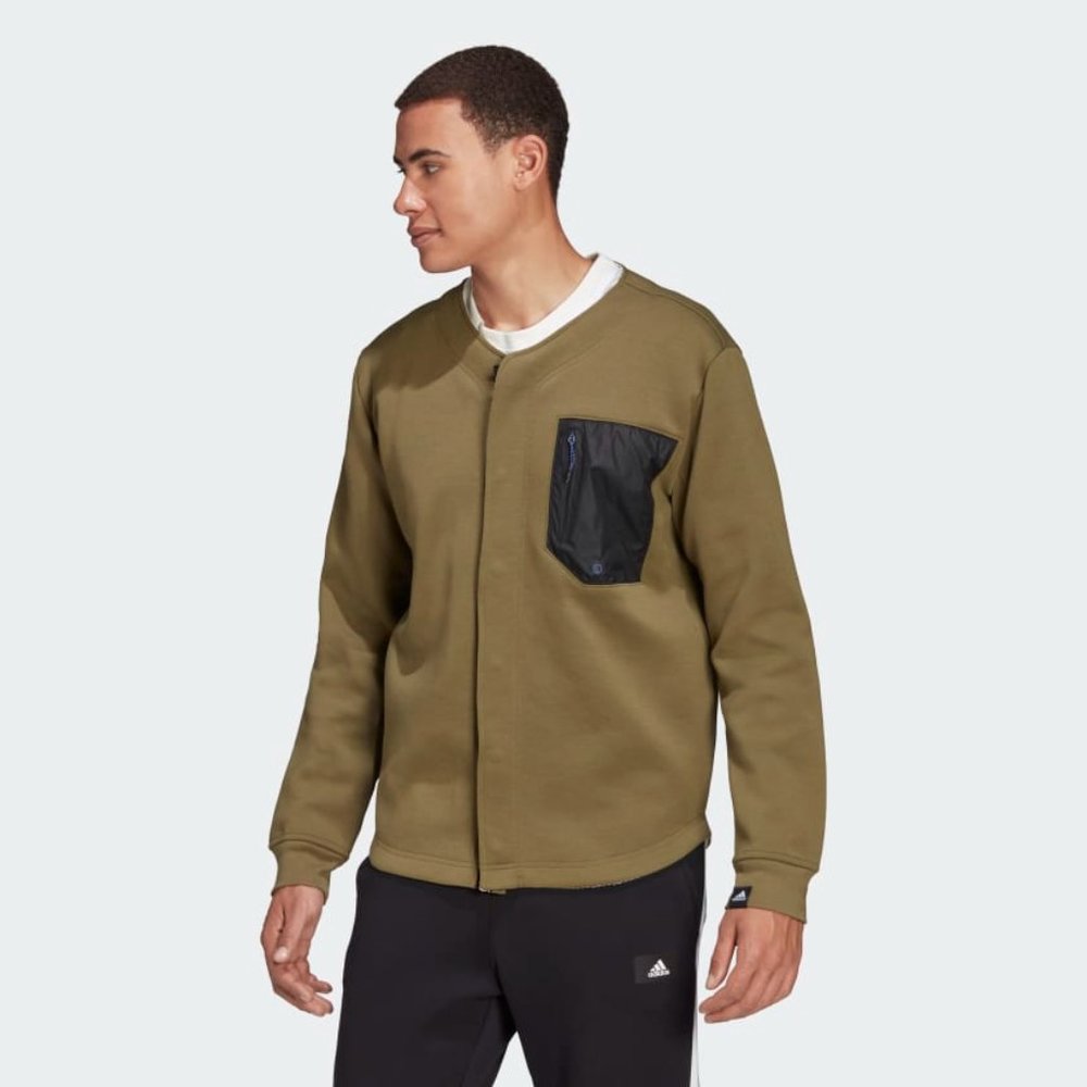 Adidas Sportswear Baseball Mens Reversible Track Top Olive Green GT3740 NEW Sz L - Picture 1 of 8